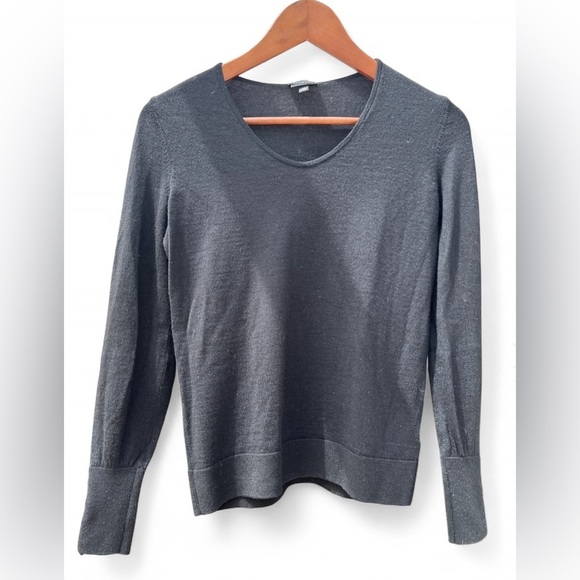 Talbots Womens Black Classic Merino Wool V-Neck Minimalist Pullover Sweater XS - Picture 2 of 7